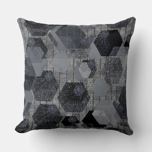 Abstract geometric pattern, black and gray . throw pillow (Front)