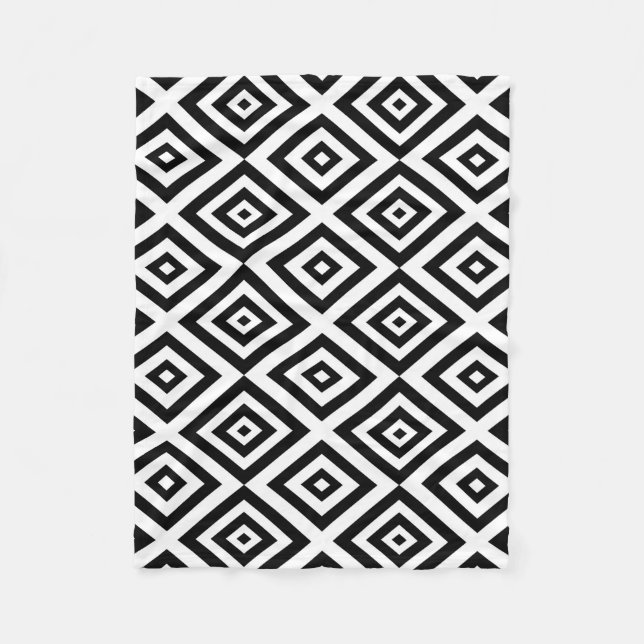Abstract geometric pattern - black and white. fleece blanket (Front)