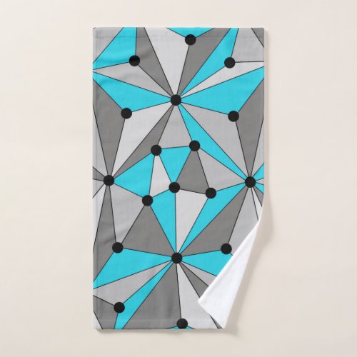 Abstract geometric pattern _ blue and gray hand towel 