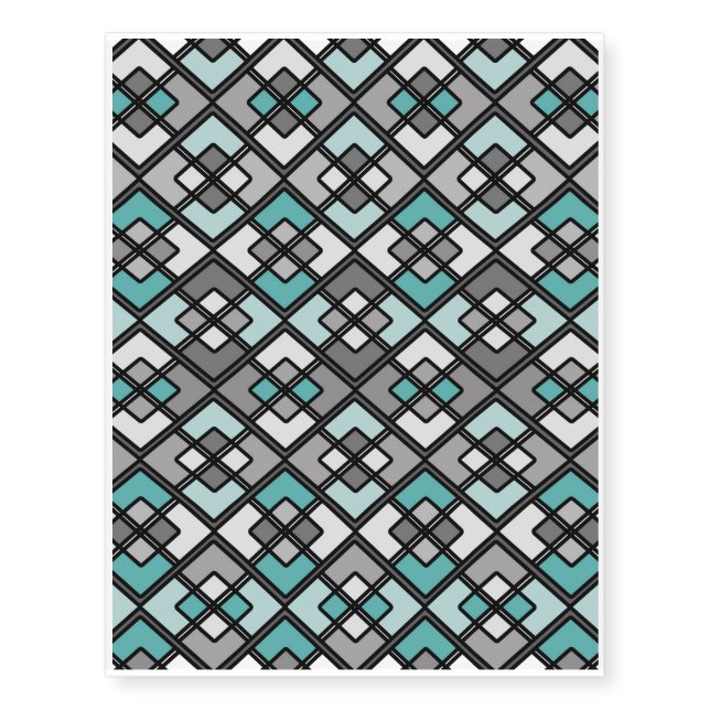 Abstract geometric pattern - blue and gray. temporary tattoos (Front)