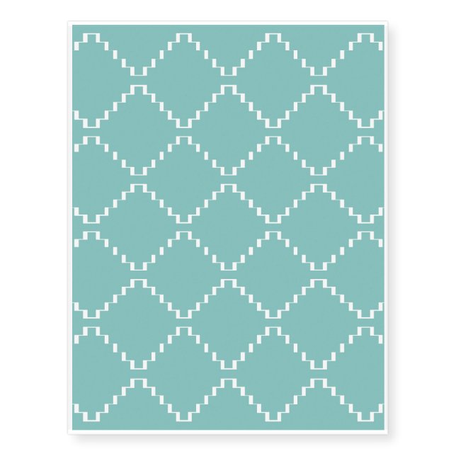 Abstract geometric pattern - blue and white. temporary tattoos (Front)