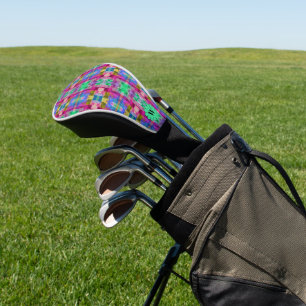 Abstract geometric pattern, blue, pink, custom golf head cover
