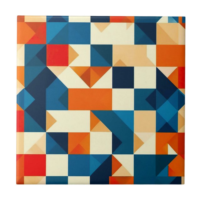 Abstract Geometric Pattern Ceramic Tile (Front)
