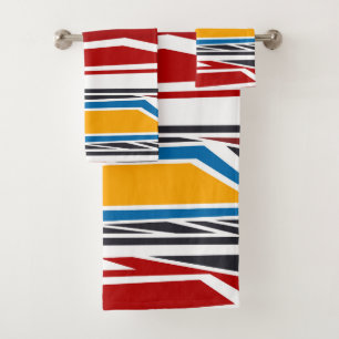 Abstract , geometric pattern, colorful bath towel set