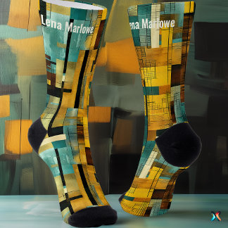 Abstract Geometric Pattern – Custom Modern Art  Socks