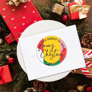 Abstract Geometric Pattern Cute Merry Christmas Classic Round Sticker