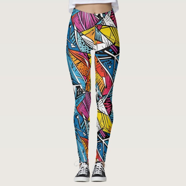 Abstract geometric pattern design 21 - Leggings (Front)