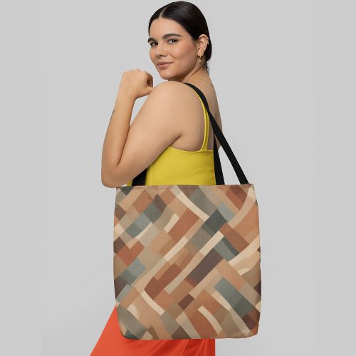 Abstract geometric pattern diagonal lines tote bag