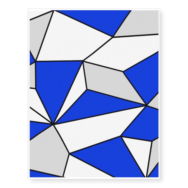 Abstract geometric pattern - gray and blue. temporary tattoos (Front)