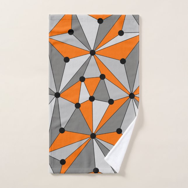 Abstract geometric pattern - gray and orange. hand towel  (Hand Towel)