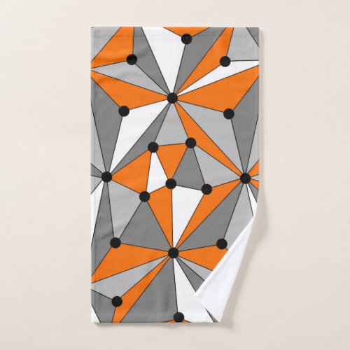 Abstract geometric pattern _ gray and orange hand towel 