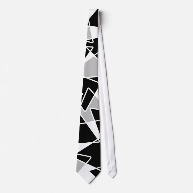 Abstract geometric pattern - gray and white. neck tie (Front)