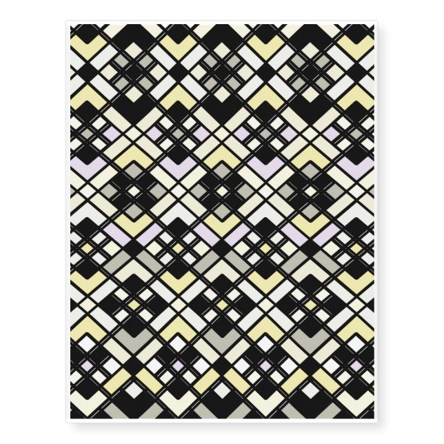 Abstract geometric pattern - gray and yellow. temporary tattoos (Front)
