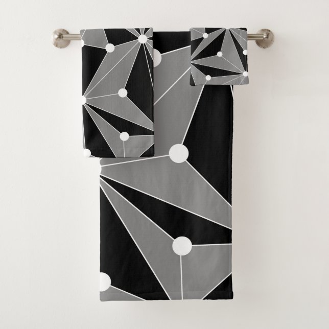 Abstract geometric pattern - gray.  bath towel set (Insitu)