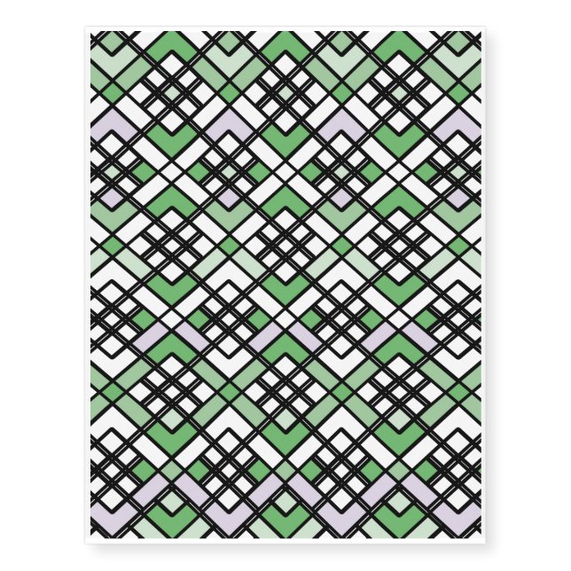 Abstract geometric pattern - green and white. temporary tattoos (Front)