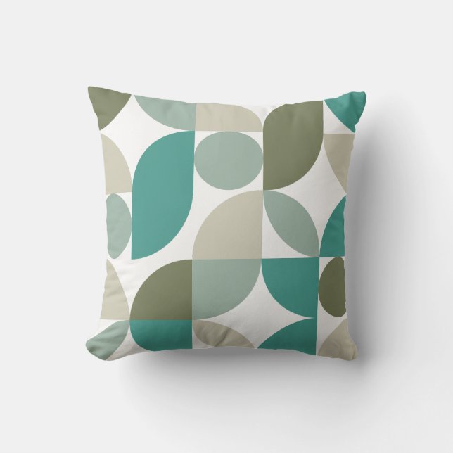 Abstract Geometric Pattern Green Teal Throw Pillow (Front)