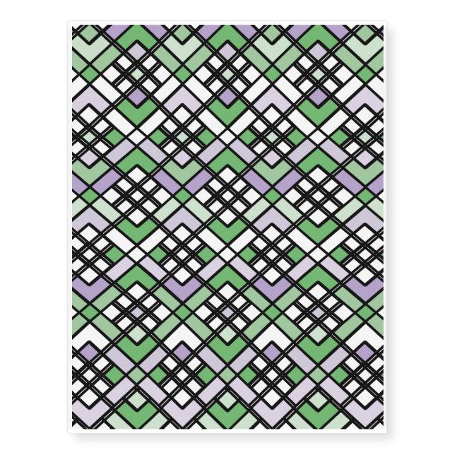 Abstract geometric pattern - green. temporary tattoos (Front)