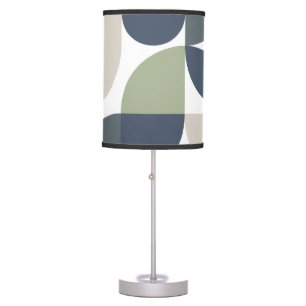 Abstract Geometric Pattern Grey Green Mid Century Table Lamp