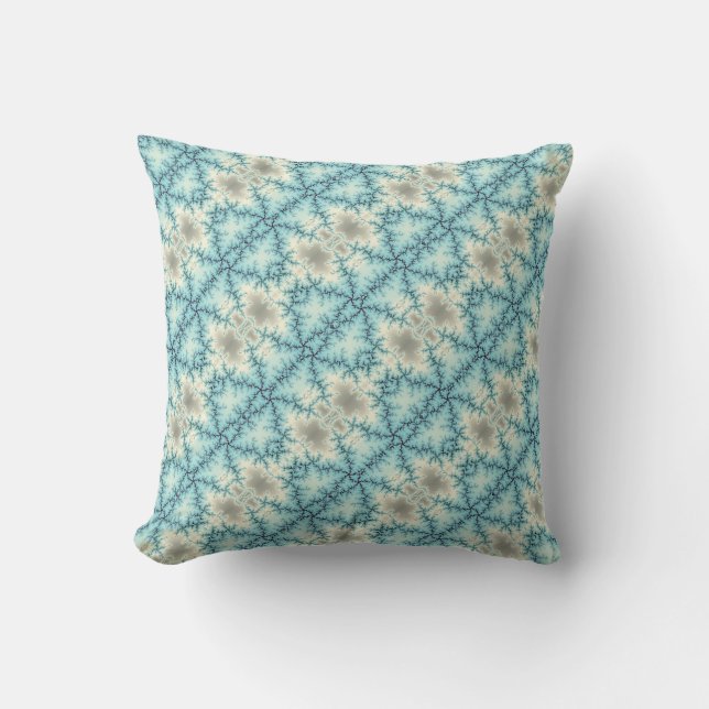 Abstract geometric pattern in blue and gray throw pillow (Front)
