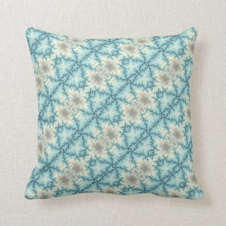 Abstract geometric pattern in blue and gray throw pillow