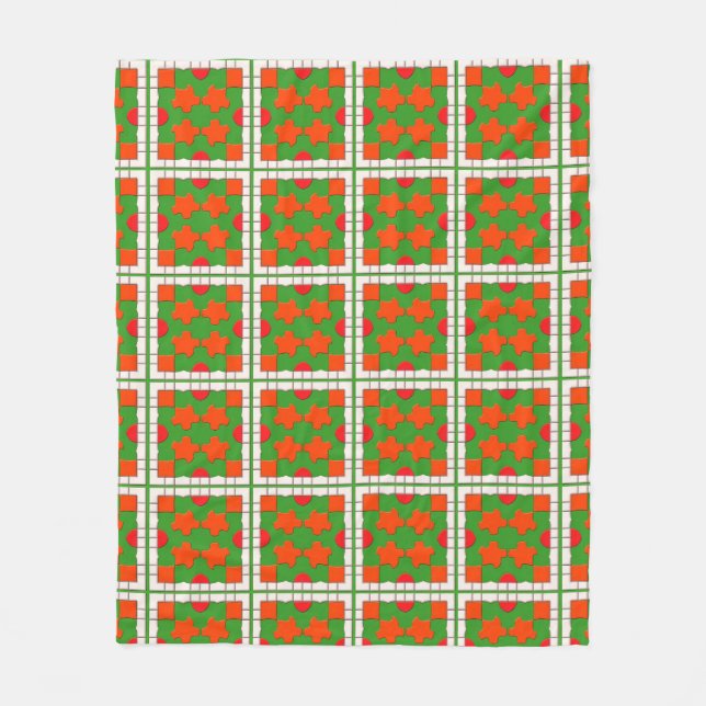 Abstract Geometric Pattern in Bold Colors Fleece Blanket (Front)