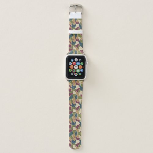 Abstract Geometric Pattern in Burgundy Teal Apple Watch Band