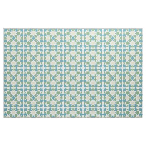 Abstract Geometric Pattern in Green and Blue Fabric
