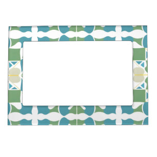 Abstract Geometric Pattern in Green and Blue Magnetic Frame