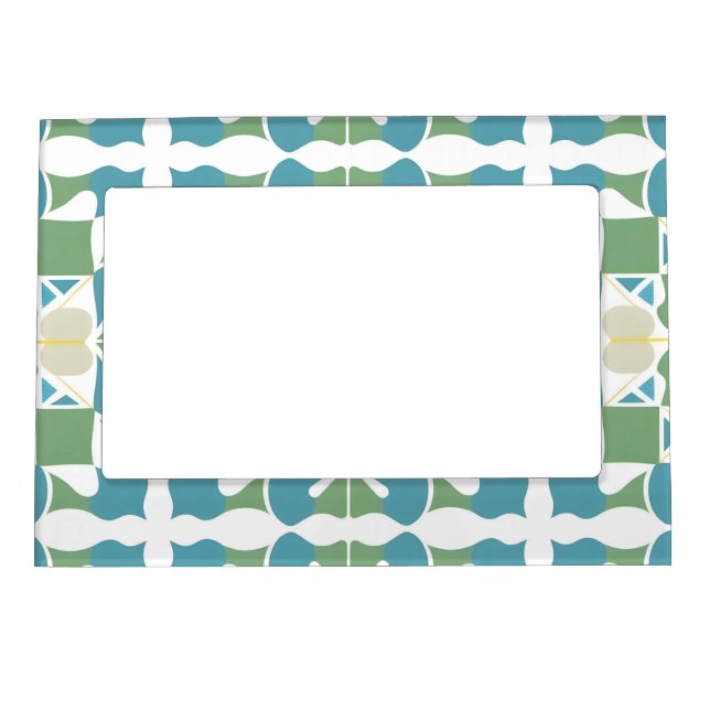 Abstract Geometric Pattern in Green and Blue Magnetic Frame (Front)