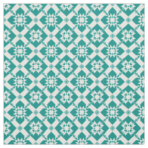 Abstract Geometric Pattern in White and Green Fabric