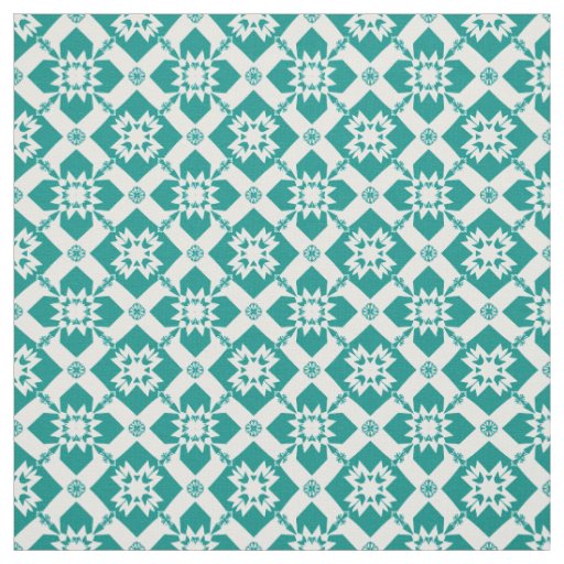 Abstract Geometric Pattern in White and Green Fabric