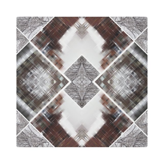 Abstract Geometric Pattern in Winter Metal Print (Front)