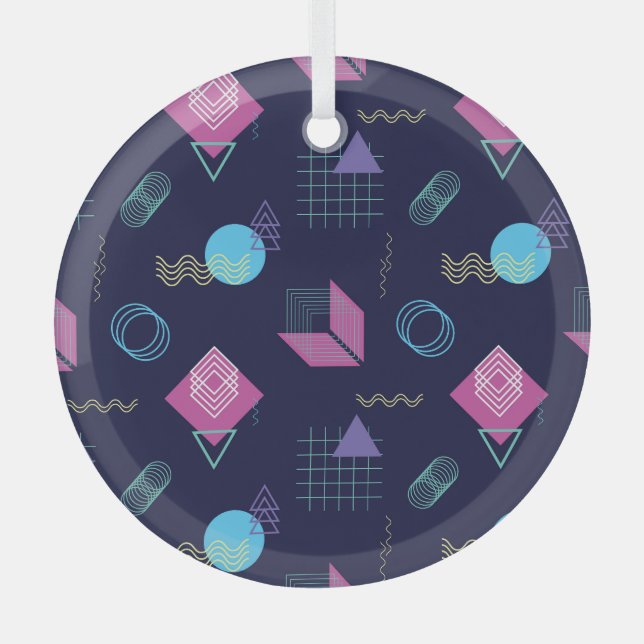 Abstract geometric pattern, line shapes. glass ornament (Front)