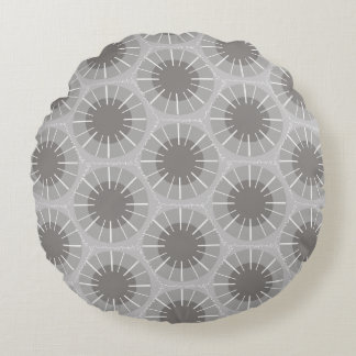 Abstract Geometric Pattern Michigan Petoskey Stone Round Pillow