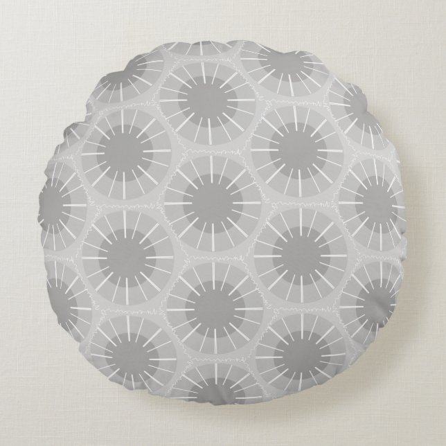 Abstract Geometric Pattern Michigan Petoskey Stone Round Pillow (Front)