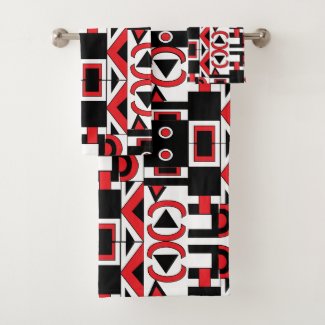 Abstract Geometric Pattern Modern Black Red White