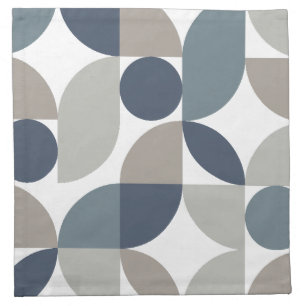 Abstract Geometric Pattern Navy Blue Gray Cloth Napkin