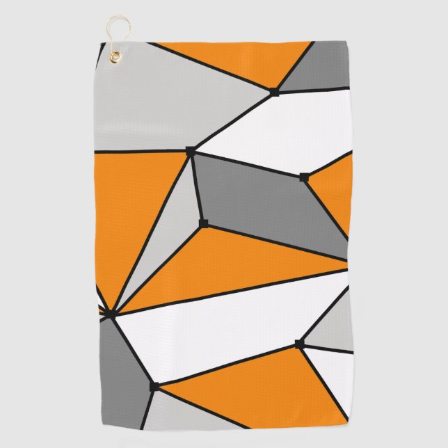 Abstract geometric pattern - orange and gray. golf towel (Front)