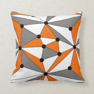 Abstract geometric pattern - orange and gray. throw pillow