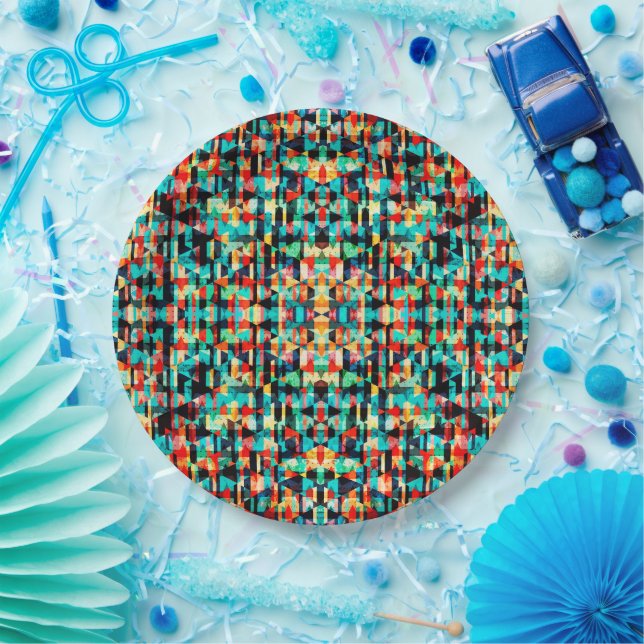 Abstract geometric pattern paper plates (Party)
