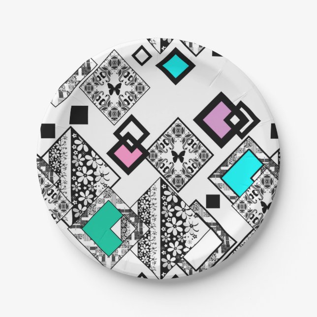 Abstract geometric pattern paper plates (Front)