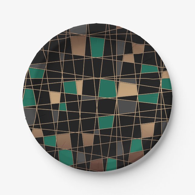 Abstract geometric pattern paper plates (Front)