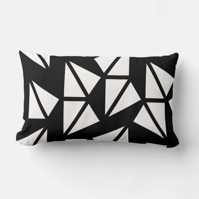 Abstract geometric pattern pillow black and white (Front)
