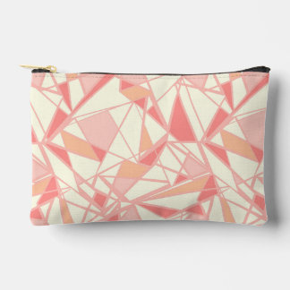 Abstract geometric pattern pink beige accessory pouch