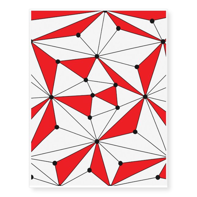 Abstract geometric pattern - red and white. temporary tattoos (Front)