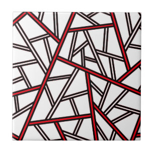 Abstract geometric pattern - red, black and white. ceramic tile
