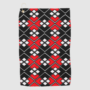 Abstract geometric pattern - red, black and white. golf towel