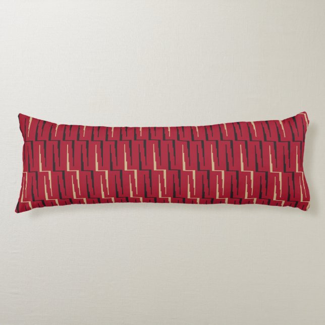 Abstract Geometric Pattern Red Body Pillow (Front)