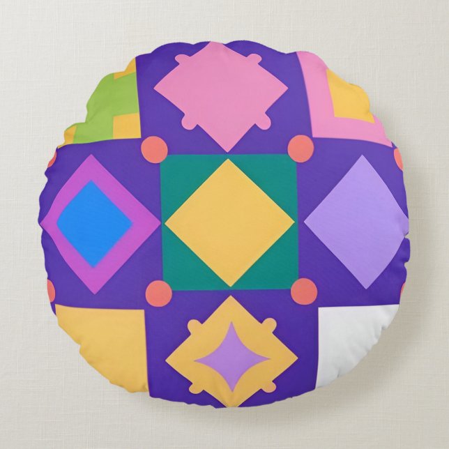 Abstract Geometric Pattern Round Pillow (Front)