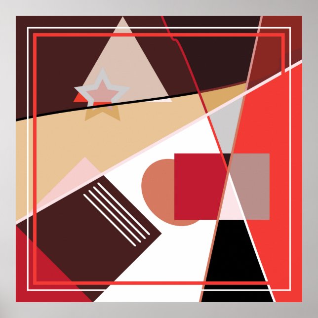 Abstract geometric pattern,  silk scarf shawl desi poster (Front)